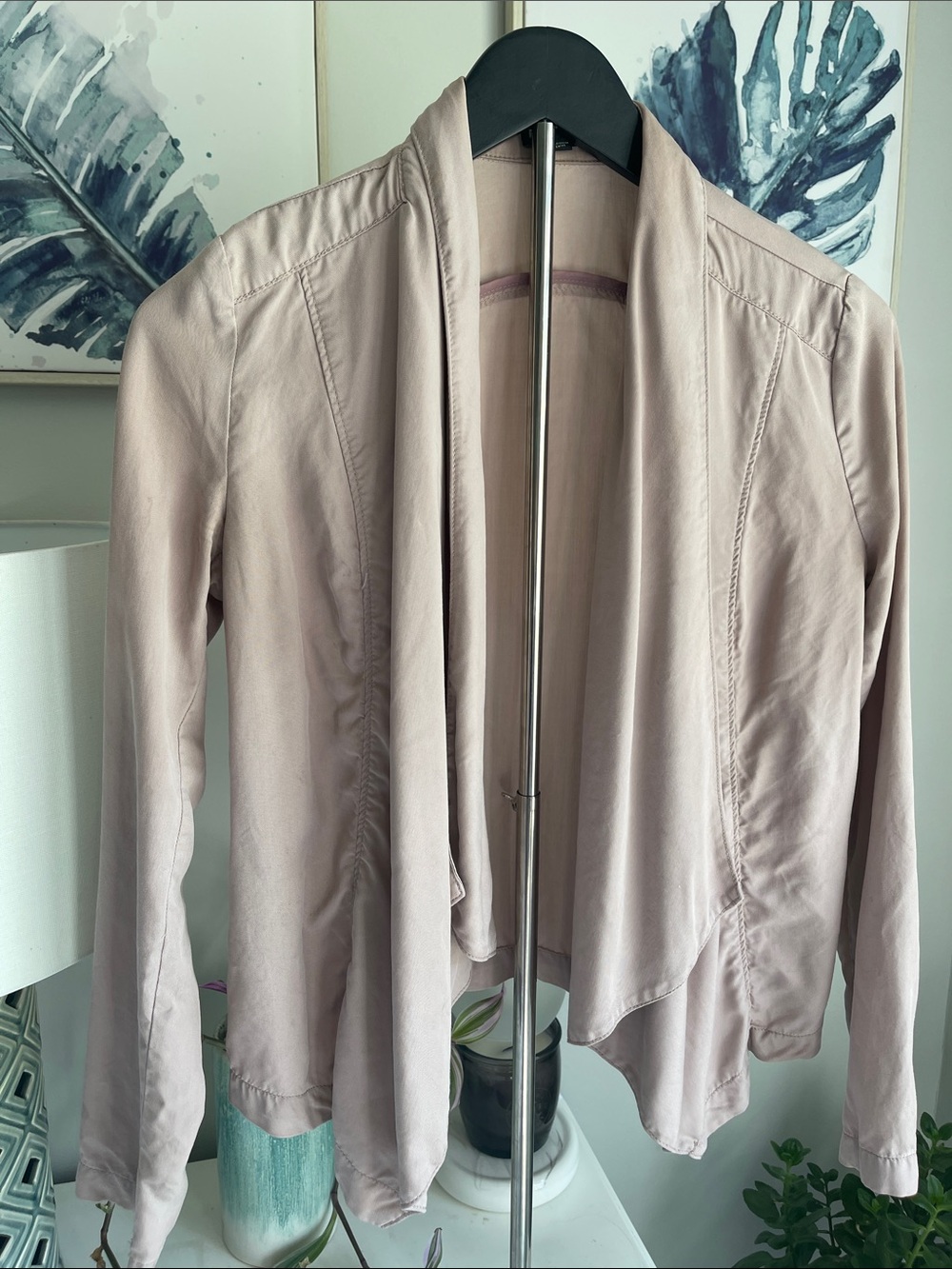 Express Light Mauve Open-Front Draped Blazer